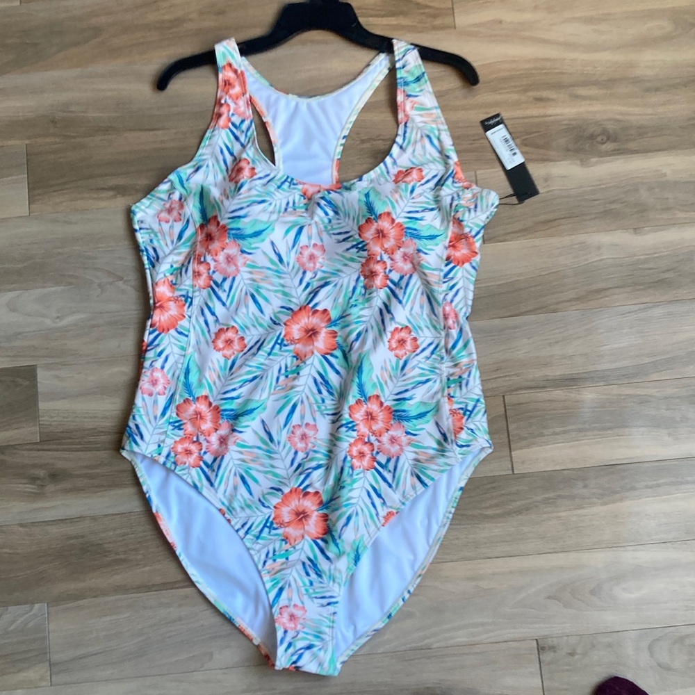 Nicole Miller One piece racerback Swimsuit Bellini blossom floral printed 3X - Picture 5 of 17
